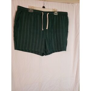 Mens Goodfellow And Co Green Striped Linen Blend Pull On Short Size XL